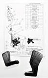 phot showing entire kit, drawings , inner and main plate  and screws for two clamps